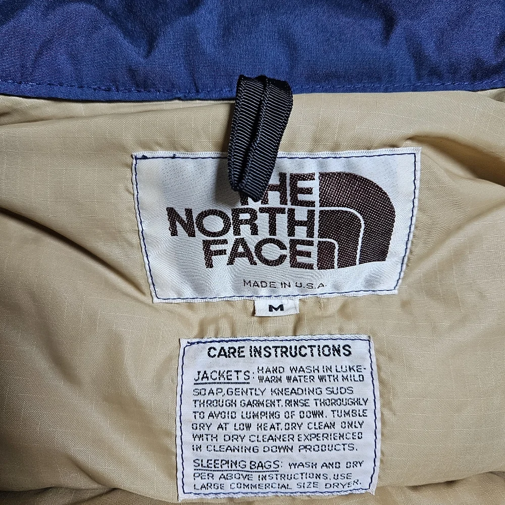 Vintage The North Face Goose Down Puffer Jacket Vest Brown Label Blue 70s Size M